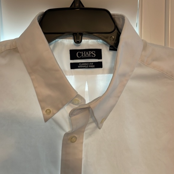 CHAPS men’s white Oxford button down, long sleeve, Sz 18-18-1/2 sleeves 34/35 - Picture 2 of 4